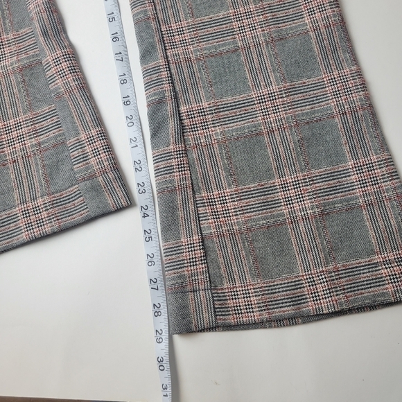 FREE People Plaid Boot Cut Pants Trousers Mid Rise Tartan Gray Red 4 NEW - Picture 12 of 14